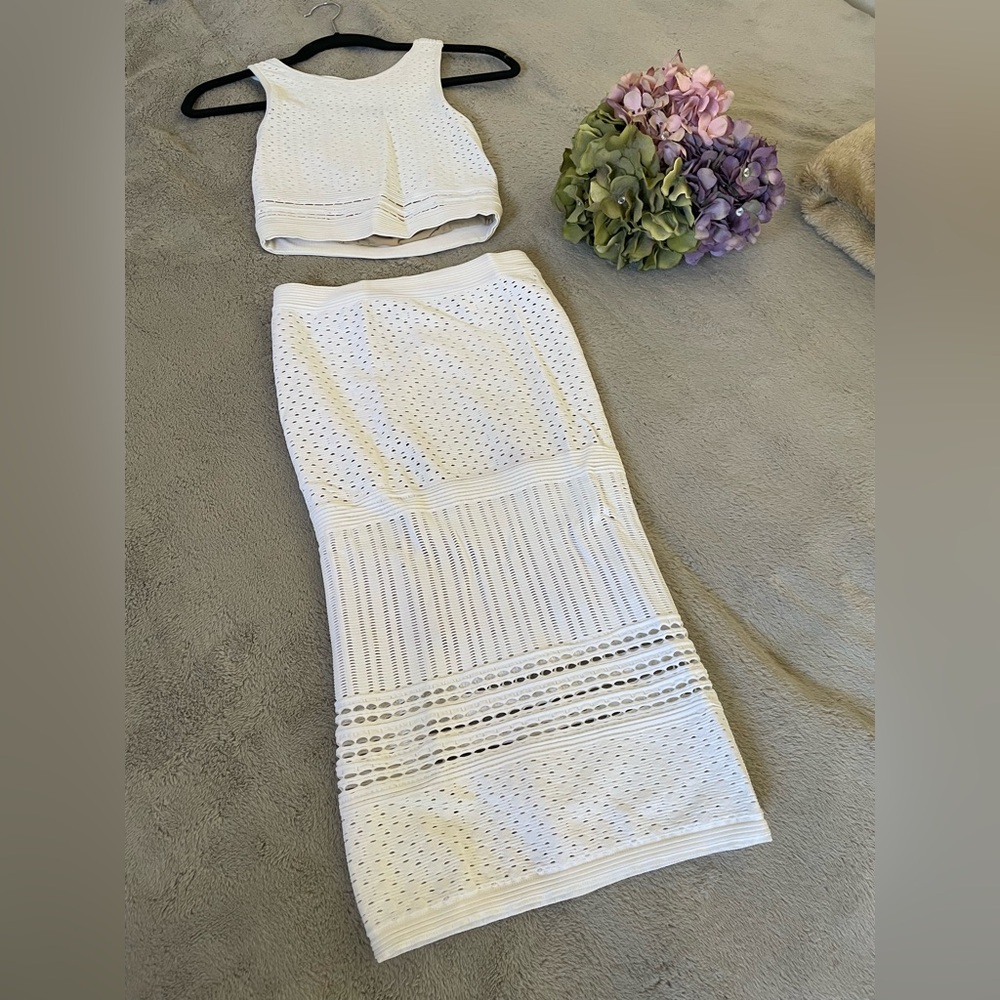 Marciano White Midi Pencil Skirt Set